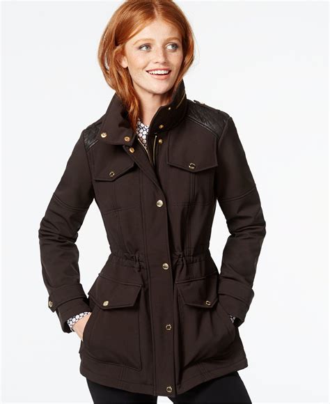 macys michael kors slim fit coat with detachable|Michael Kors ladies leather jacket.